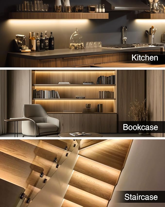 Aclorol COB LED Strip Light 5V USB Dimmable LED Strip Light 3000K Warm White 3.28FT Rope Lights Flexible and Cuttable for Bedroom Wardrobe Kitchen Cupboard Staircase Home DIY Lighting 320LEDs (2 PACK)