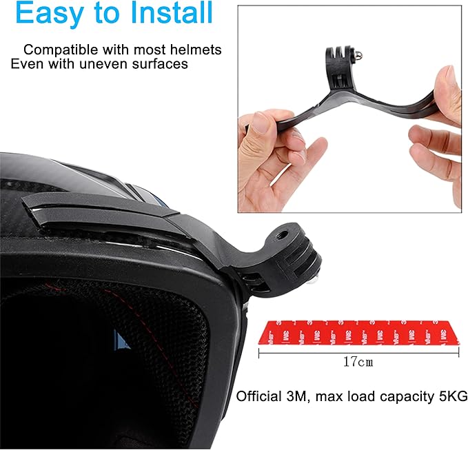 PellKing Universal Motorcycle Helmet Chin Action Camera Mount, Flexible Adhesive Helmet Mount Compatible with GoPro Hero 13 12 11 10 9 8 7 6 5 Black,Insta360,AKASO,DJI Action Sports Cam Accessories