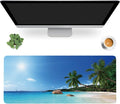 Ocean Desk Mat,ANSE Lazio Beach at Praslin Island Extended Gaming Mouse Pad,Large Non-Slip Rubber Base Mousepad with Stitched Edges,Waterproof Mouse Mat Desk Pad for Office Game Home 35.4x15.75 in