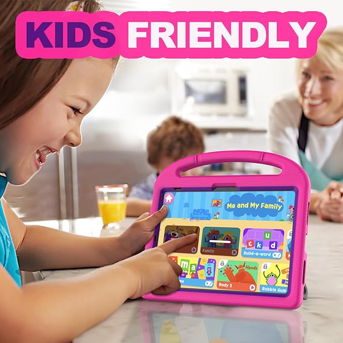 YIHE Kids Case for iPad A16 11th Generation (11" 2025) & 10th Gen (10.9" 2022) | Shockproof Tablet Cover with Built-in Screen Protector & Pencil Holder for iPad 10.9/11 Inch, Pink Purple