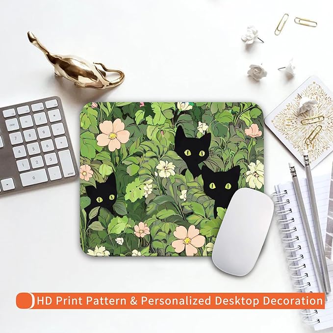 Square Mouse Pad Cute Cats,Personalized Premium-Textured Custom Mouse Mat Design,Washable Mousepad Lycra Cloth,Non-Slip Rubber Base Computer Mouse Pads for Wireless Mouse
