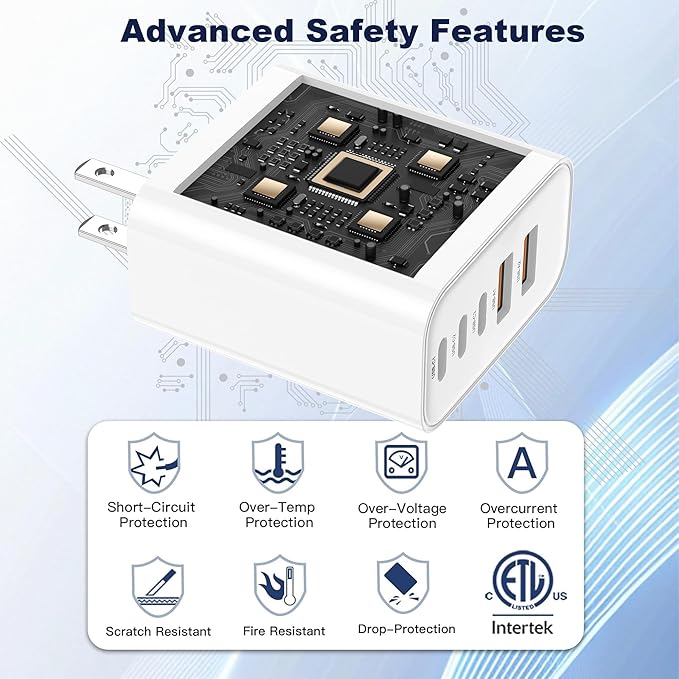 USB C Charger Block, 5 in 1 60W Charging Blocks, PD 3.0 25W Single Max Fast Charger, QC 2A USB Wall Charger for iPhone 17 16 15 14 13 12 Pro Max, iPad, iPod, Samsung, AirPods Pro, Apple Watch Series