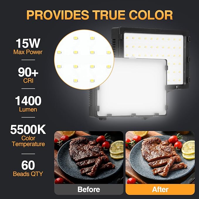 EMART 60 LED Continuous Portable Photography Lighting Kit for Table Top Photo Camera Video Recording Studio Light Lamp with Adjustable Tripod Stand & Color Filters - 2 Packs