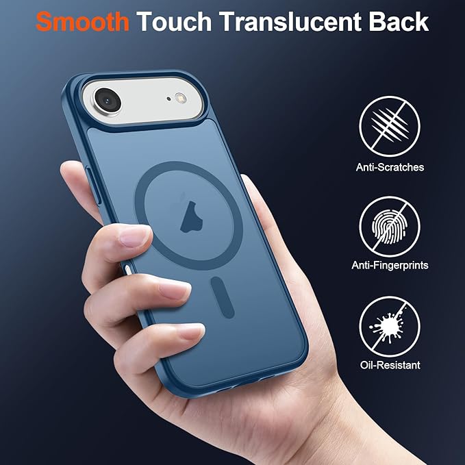 SUPFINE Magnetic for iPhone Air Case (Compatible with MagSafe)(Military Grade Drop Protection) Slim Translucent Matte Shockproof with Anti-Fingerprint Phone Cover for 17 Air,Deep Blue