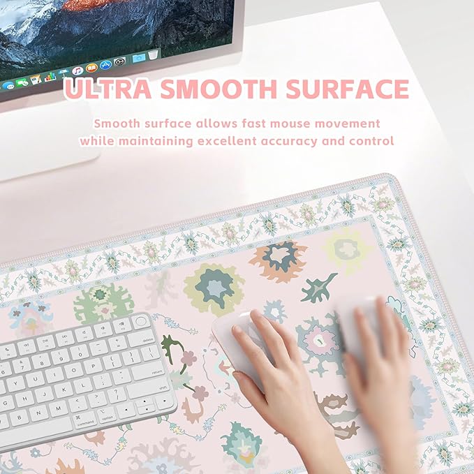 Baziabbo Pink Ozarks Desk Mat,XXL Extended Big Mouse Pad,Gaming Mousepad with Stitched Edge,Non-Slip Rubber Base Keyboard Desk Pad for Home Office Study Game