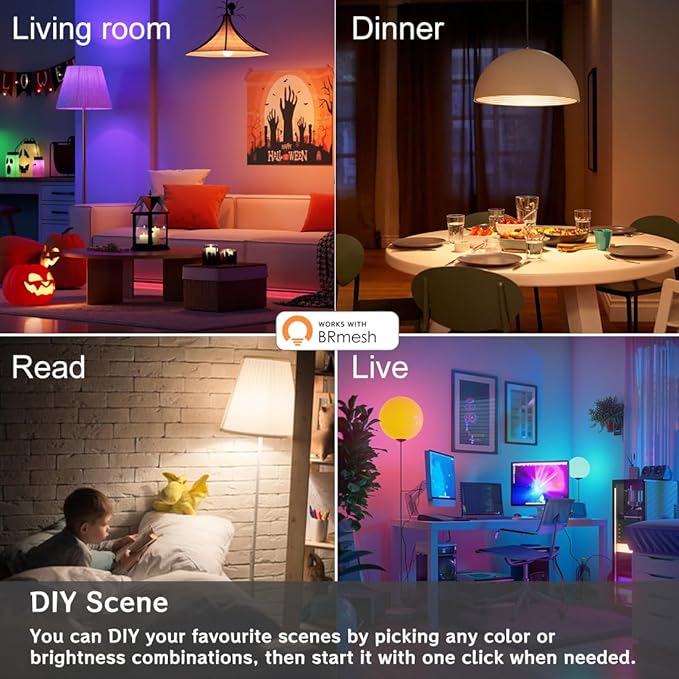 MELPO Smart RGB Light Bulbs Work with Alexa, 12W(130W Equivalent), 2700K-6000K，A19 E26 Bluetooth Color Changing Light Bulb, 16 Million Colors-DIY Flash/Fade - Timing-DIY Scenes- Music Sync (8 Pack)