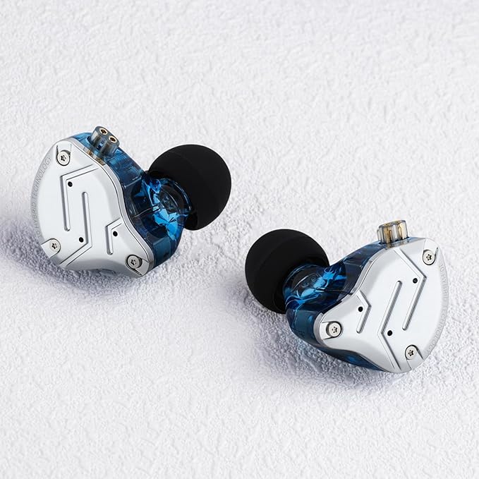 Linsoul KZ ZS10 Pro, 4BA+1DD 5 Driver in Ear Monitor, HiFi Wired Earbuds, Gaming Earbuds, Hybrid IEM Earphones with Stainless Steel Faceplate, Detachable Cable for Musician (Without Mic, Blue)