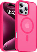 Magnetic for iPhone 15 Pro Case,[Compatible with MagSafe][Military-Grade Drop Protection][Anti-Yellowing] Shockproof Protective Translucent Matte Cover for iPhone 15 Pro Phone Case,Hot Pink