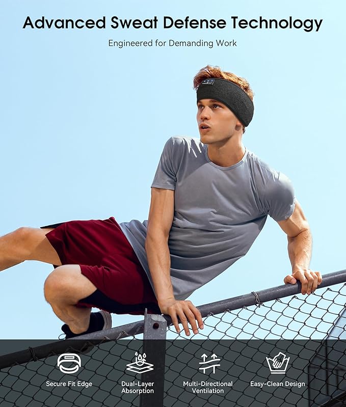 MUSICOZY Sleep Headphones Bluetooth 5.4 Headband, Wireless Earphones Music Sleep Earbuds Sleeping Eye Mask with HD Stereo Speakers for Workout Running Travel Yoga, Ideal Gifts for Men Women Mom Dad