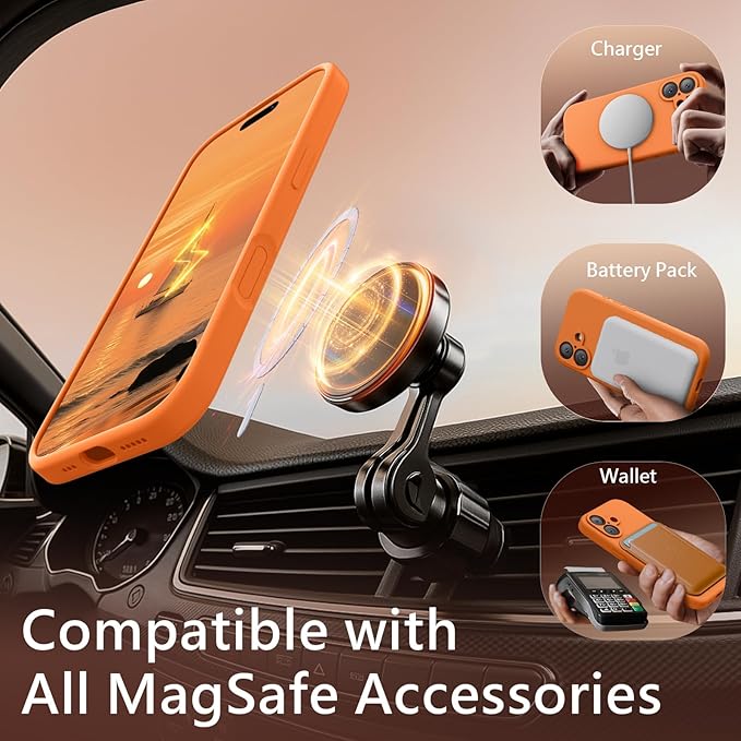 FireNova Magnetic for iPhone 17 Case, Compatible with MagSafe, [Integrated Silicone Camera Control Button] [Camera Protection] Anti-Scratch Microfiber Lining Phone Case, 6.3", Orange