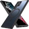 OWKEY Case for Samsung Galaxy S22 Ultra,Magnetic Galaxy S22 Ultra 5G Phone Case [Compatible with MagSafe] Anti-Fingerprint Translucent Matte Shockproof Case (Black)