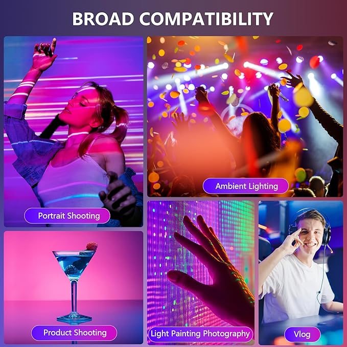Rechargeable Portable RGB Ring Light for Phone, LED Smartphone Light, Phone Video Stabilizer, RGB Square Ring Light for Photography, Video Recording, Live Stream