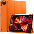DTTO for iPad Pro 11 inch 4th/3rd/2nd/1st Generation 2022/2021/2020/2018 Case, Smart Slim Trifold Stand Soft TPU Back Cover with Built-in Pencil Holder, Also Fit iPad Air 5/4,Orange