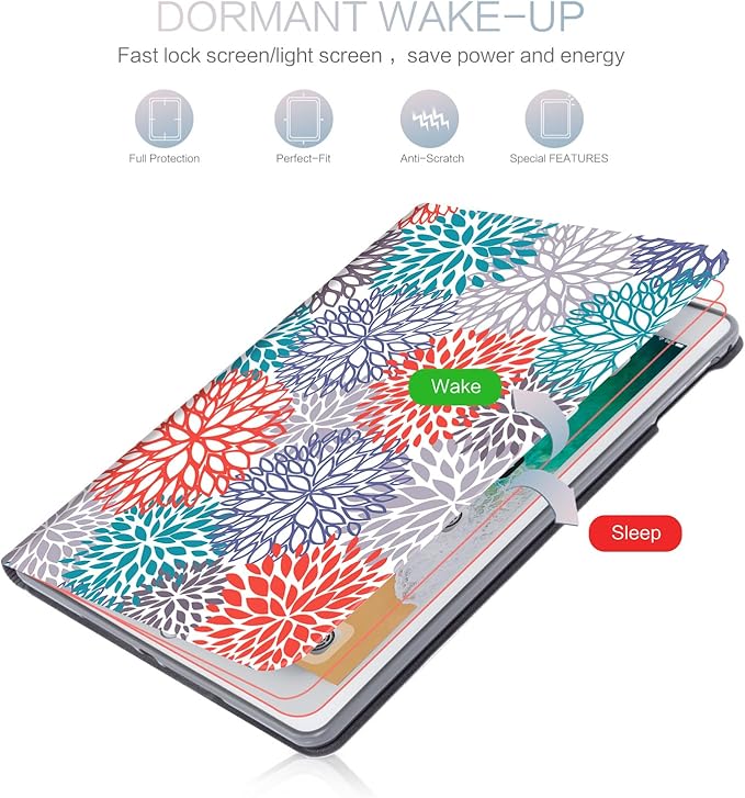 for iPad 6Th/5Th Generation Cases, for iPad Case 6Th/5Th Generation, for iPad Air/Air 2 Case 9.7 Inch Auto Wake/Sleep Multi-Angle Viewing Adjustable Stand, Green Red Flower Art