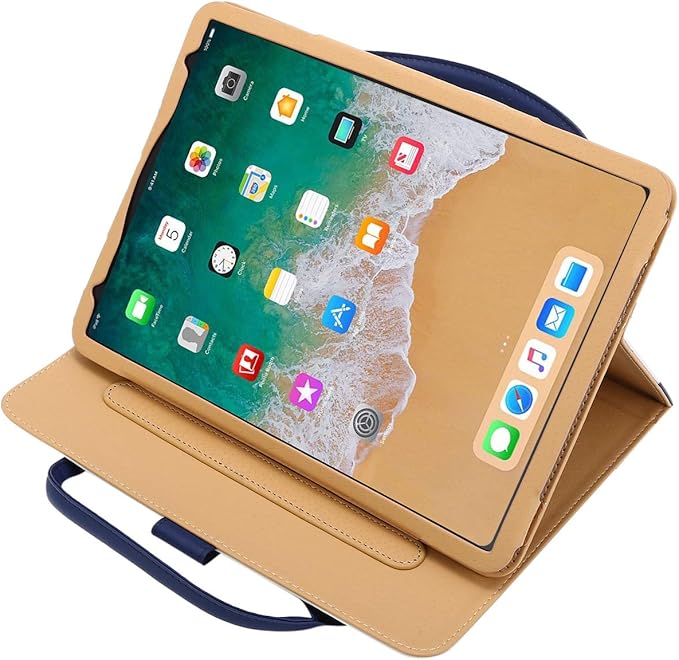 Handbag Case for iPad Pro 13" (M5/M4) 2025/2024, Air 13" M2 M3, iPad Pro 12.9-inch 2018-2022, Techcircle Cute Bowknot Pocket Wallet Design Folio Stand PU Leather Carrying Case, Auto Sleep/Wake, Blue
