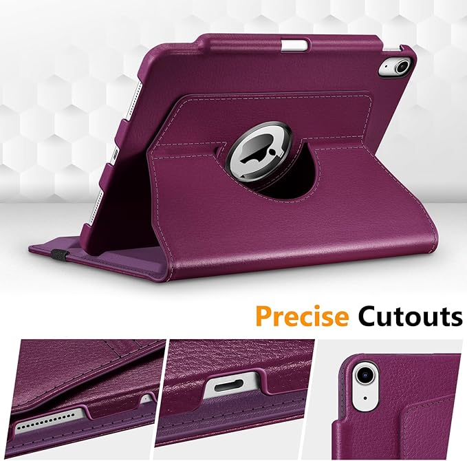 Fintie Rotating Case for iPad Air 11-inch M3 (2025) / M2 (2024), iPad Air 5th (2022) / 4th Generation (2020) 10.9 Inch - 360 Degree Rotating Protective Stand Cover w/Pencil Holder, Purple