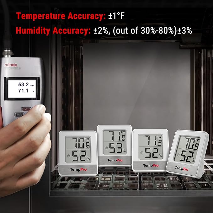 TempPro TP49 3 Pieces Digital Hygrometer Indoor Thermometer Humidity Meter Mini Hygrometer with Temperature and Humidity Monitor Outdoor and Room Thermometer Weather Station (Previously ThermoPro)