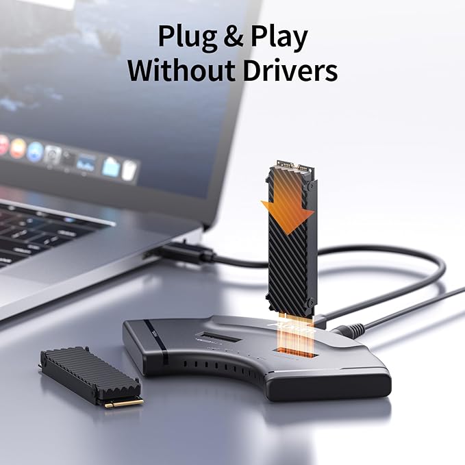 Alxum Dual M.2 NVMe & Dual SATA 4-Bay SSD Enclosure Reader, USB-C 10Gbps External Hard Drive Adapter Docking Station, PCIe 3.0 NVMe/SATA to USB Tool-Free for PC/Mac/Linux/Android