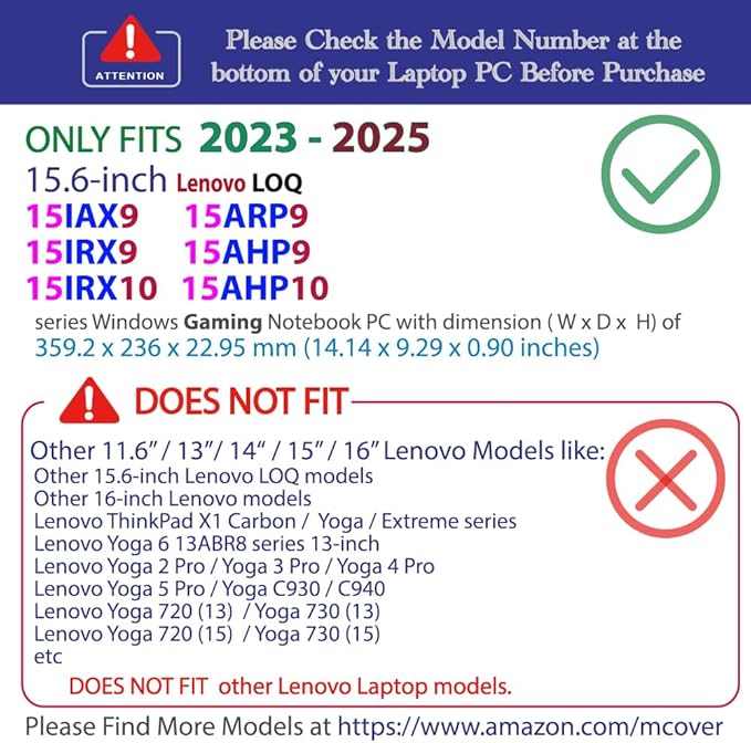 mCover Case ONLY Compatible for 2023-2025 15.6" Lenovo LOQ 15IAX9 15ARP9 15IRX9 15AHP9 15IRX10 15AHP10 Series Windows Computers (NOT for Other Lenovo Models)- Blue