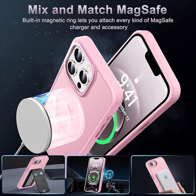 Newfuture Designed for iPhone 17e Case & iPhone 16e Case with Magnetic [13 FT Military Drop Protection] [Compatible with Magsafe] Translucent Shockproof with Anti-Fingerprint Phone Case, Chalk Pink