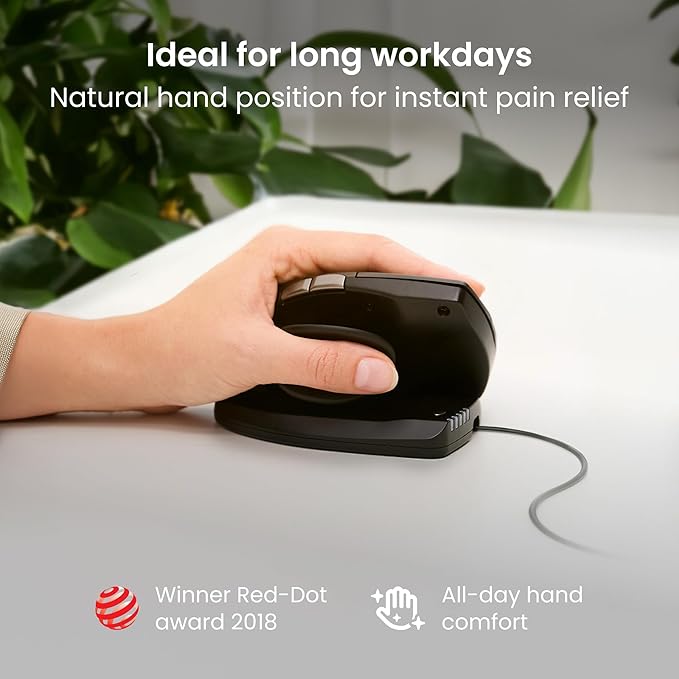 Contour Unimouse Ergonomic Vertical Mouse Adjustable 35°-70° Tilt Angle, 6 Programmable Buttons for Productivity, Customizable Thumb Rest for Wrist Pain Relief | Plug & Play Mac/PC - Wired - Left