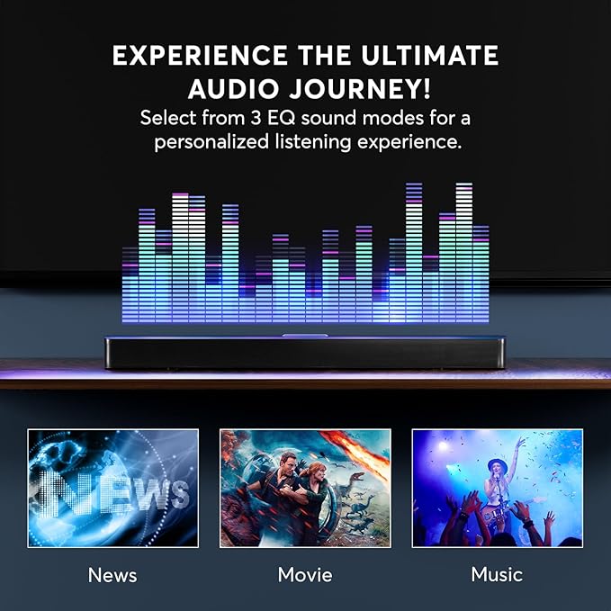 GEOYEAO Soundbar, 2.1 Speaker with Dolby Atmos, 190W Six Speakers 37 inch Sound Bars for TV, Bluetooth & HDMI-ARC Surround Sound System with HDMI-ARC/Optical/AUX/Bluetooth Connection