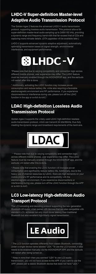 Moondrop Golden Ages 2 MD-TWS-039 TWS Earphone ANC Bluetooth 6.0 LDAC VDSF Adjustable Output Gain Gaming Headphones