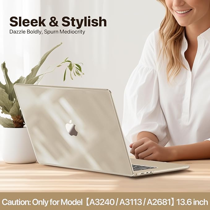 Soonjet Compatible with MacBook Air 13 inch Case, Crystal Clear Shell, Fits 2022-2026 M5/M4/M3/M2 A3449 A3240 A3113 A2681, Color-Matched Transparent Design for All MacBook Air 13.6 inch