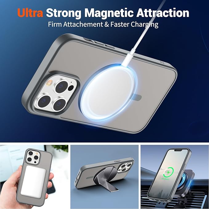 SUPFINE Magnetic for iPhone 12 Pro Max Case (Compatible with MagSafe) (Military Grade Drop Protection) Slim Translucent Matte Shockproof with Anti-Fingerprint Phone Case,Gray
