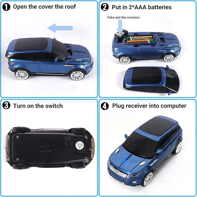 elec Space Wireless Mouse Car Computer Mouse for PC Laptop (Blue)
