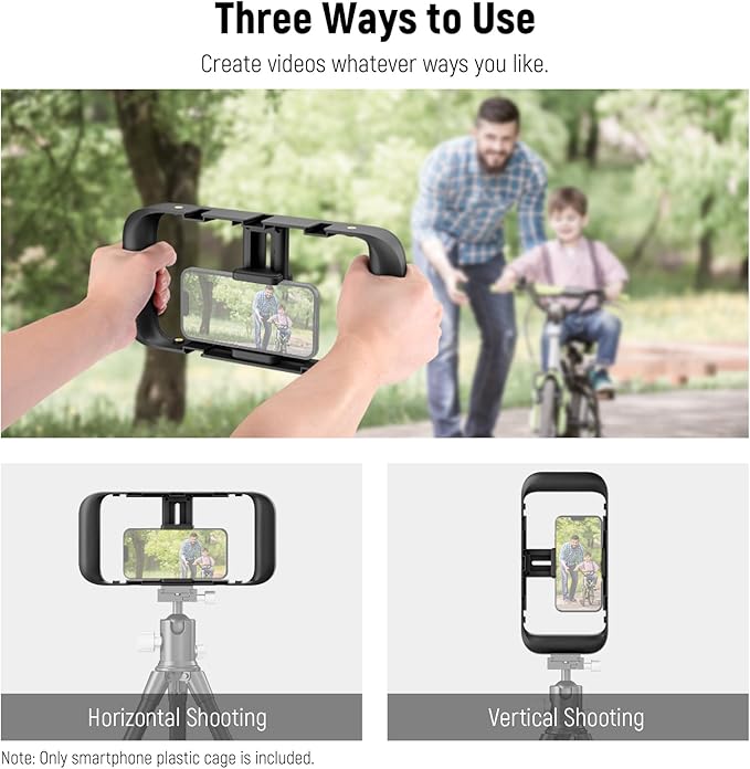 NEEWER Mobile Phone Video Rig, Mobile Phone Grip Stabiliser Cage with Cold Shoe and 1/4 Inch Thread, Video Recording Film Rig, Compatible with iPhone 16 15 Pro Max Plus 14 13 Mini X XS Max XR