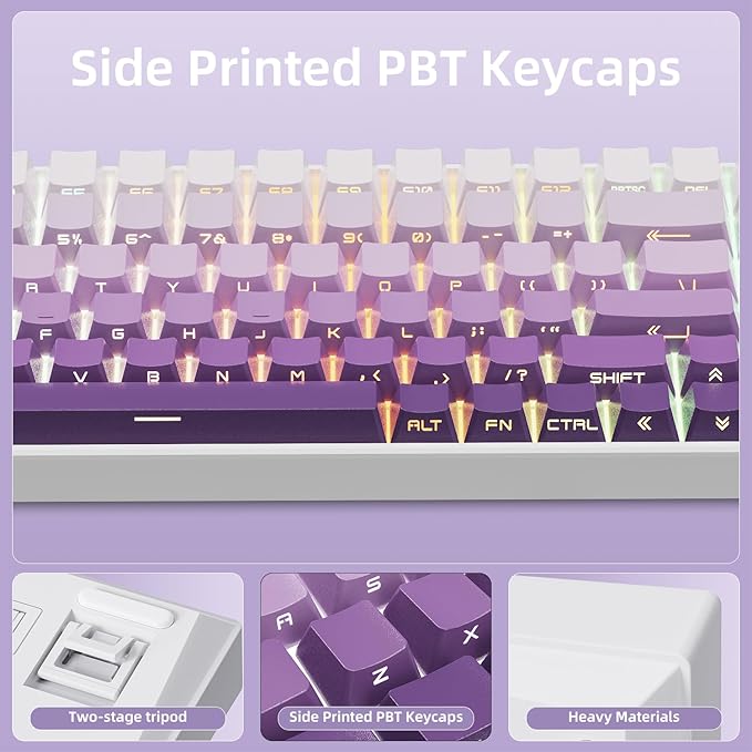 ZORNHER ZH100 Wireless Mechanical Keyboard,98% Purple Creamy Keyboard with Number Pad,Full Size Gaming Keyboard,Lighted Up PBT Dipped Keycaps,KKT Red Switches