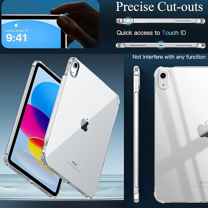 for iPad (A16) 11th Generation Case 11 inch 2025/iPad 10th Generation Case 10.9 inch 2022, UUcovers Clear Transparent Soft TPU Back Cover Shockproof Silicone Bumper Anti-Yellow Corner Protective Shell