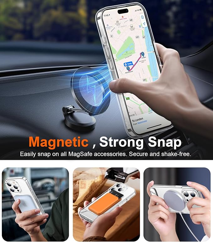 Magnetic Compatible with iPhone 15 Pro Case, [Built-in Invisible Kickstand][Compatible with MagSafe] [Military Grade Shockproof] Slim Thin Phone Case for iPhone 15 Pro 6.1"