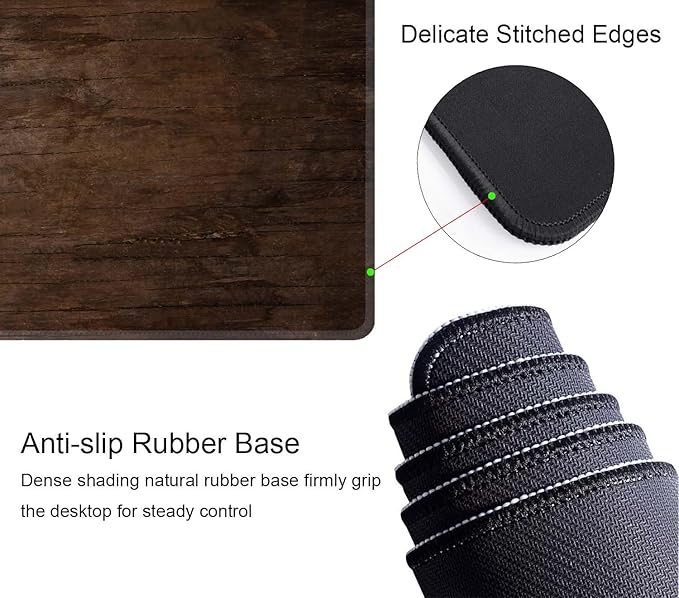 Large Extended Gaming Mouse Pad with Stitched Edges, Non-Slip Waterproof Rubber Base Mouse Pad for Office, Computer, Keyboard, Laptop and Home Desk Pad 31.5 x 11.8 x 0.12 Inch Texture of Bark Wood