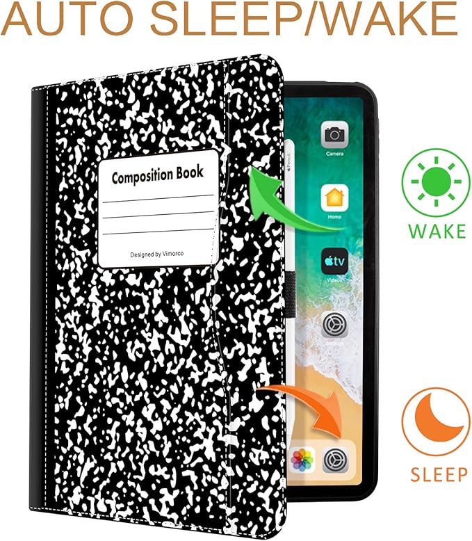 Vimorco for iPad Air M4/M3/M2 11 Inch Case 2026, for iPad Air 5th/4th Gen Cases, for iPad Pro 11 Inch Case 4th/3rd/2nd/1st Generation 360 Degree Rotating Pencil Holder 5 Viewing Angles, Black Notebook
