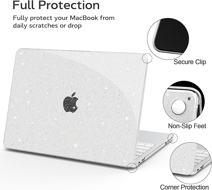 B BELK for MacBook Neo 13 inch Case 2026 (A18 Pro, Model A3404), Clear Glitter Hard Shell Case with Keyboard Cover & Screen Protector, Slim Protective Sparkly Case for MacBook Neo 13", Starry Clear