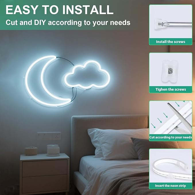 16.4FT White Neon Light Strip Waterproof, 5V USB White Led Strip Lights with Touch Controller,Cuttable Flexible Silicone Neon Rope Light for Bedroom, Party, Home Decor, Poster Lights