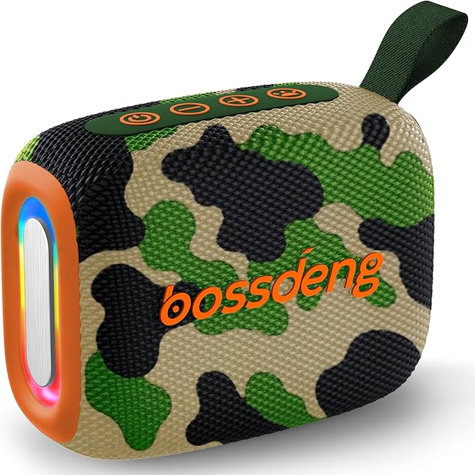 Portable Waterproof Bluetooth Speaker IPX5 for Outdoor,HD Sound All-Day Playtime, BT5.3,Wireless Speakers with Lights, Essentials for Beach/Party/Camping,Gifts for Men Women Boys Girls-Camoouflage