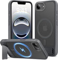 Eastinbox Magnetic for iPhone 17e & iPhone 16e Case with Stand [Compatible with MagSafe] [Built-in Invisible Kickstand] Matte Back Protective Phone Case for iPhone 17 e/16 e 6.1", Matte Gray
