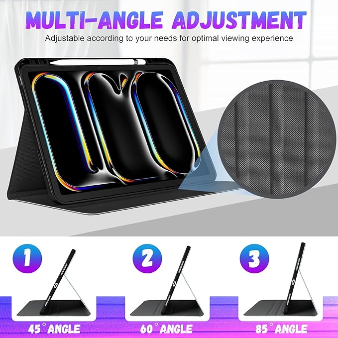 Uppuppy for iPad Pro 13 Inch Case 2024 - Women Girls Cute Folio Smart Cover with Pencil Holder Girly Pretty Aesthetic Fashion Design for iPad Pro M4 13 Inch Cases A2925 A2926 A3007