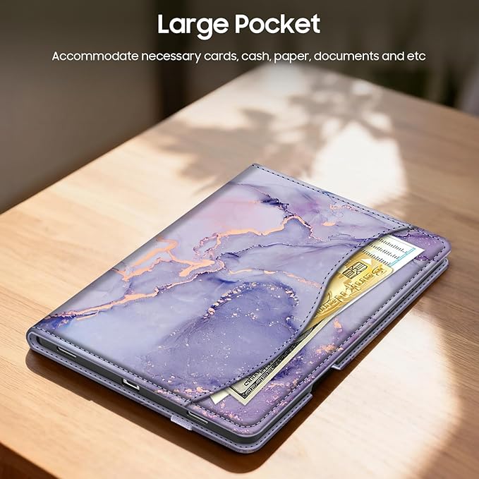 Fintie Case for Samsung Galaxy Tab S11 5G 11 Inch 2025 Model (SM-X730/X736B) with S Pen Holder, Multi-Angle Viewing Soft TPU Back Cover with Pocket, Auto Wake/Sleep, Lilac Marble