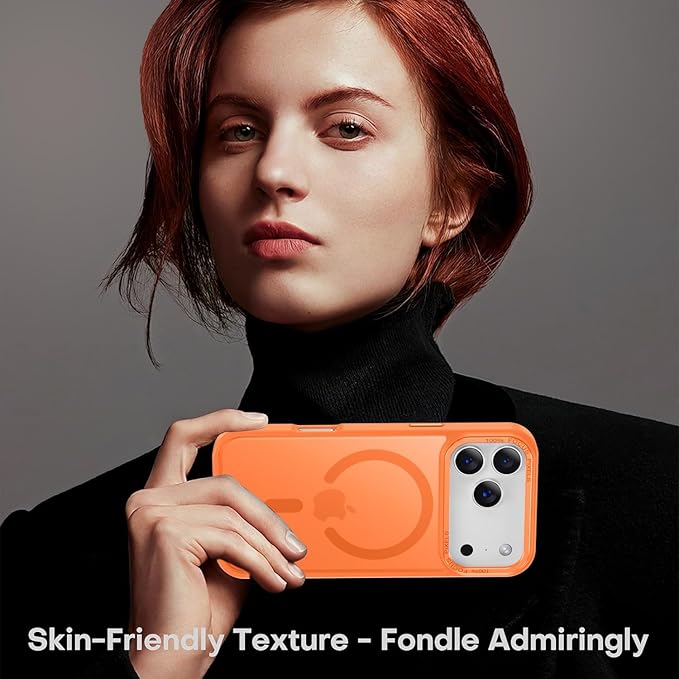 Newfuture Magnetic for iPhone 17 Pro Max Case [Compatible with Magsafe] [Military Grade Drop Protection] Translucent Matte Anti-Scratch Shockproof Protective Phone Cover 6.9 Inch, Orange