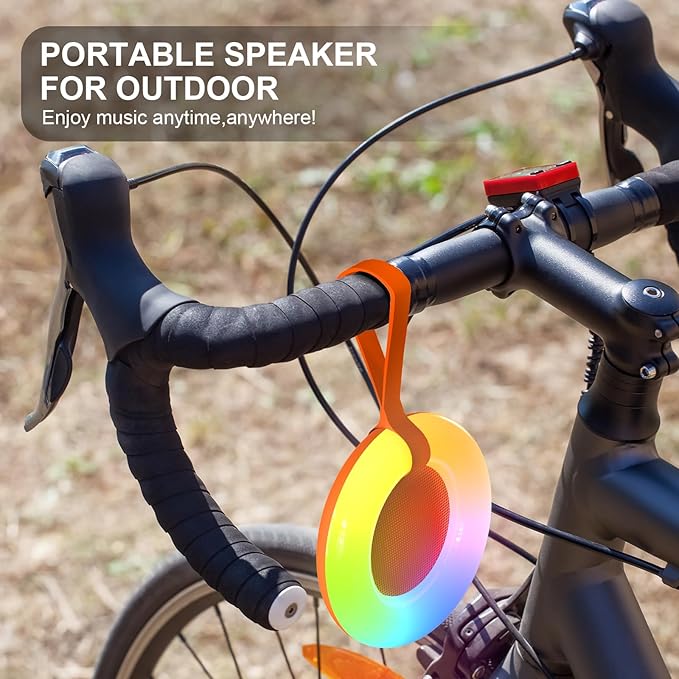 Bluetooth Shower Speaker,IPX7 Waterproof Speaker with Dynamic LED Light,Portable Bluetooth Speakers,Floating, True Wireless Stereo for Outdoor/Pool/Beach,BT5.3/TF-Card,Ideal Gifts(Orange)