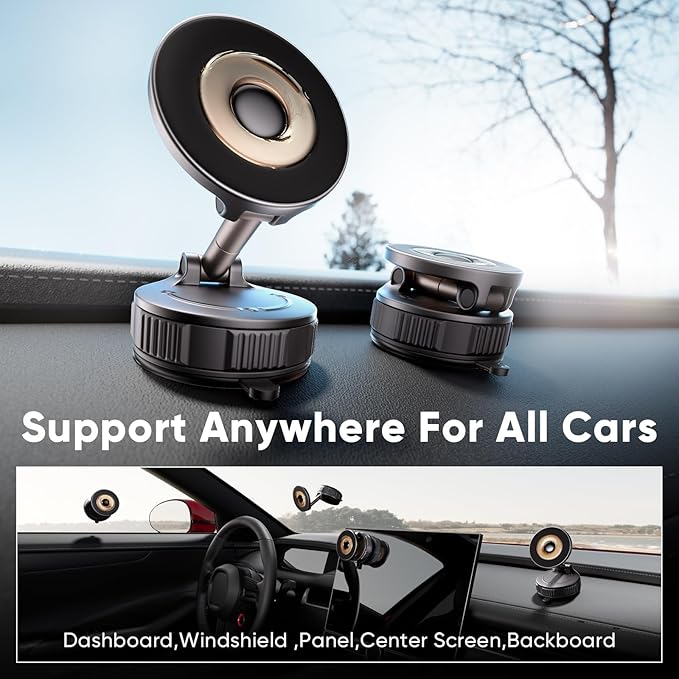 Phone Holders for Your Car, Car Phone Holder for Magsafe [Upgraded Strongest Suction & Magnetic] 360° Adjustable Magnetic Car Phone Mount for Your Car/Gym/Mirror Mount for iPhone & Android | Best Gift
