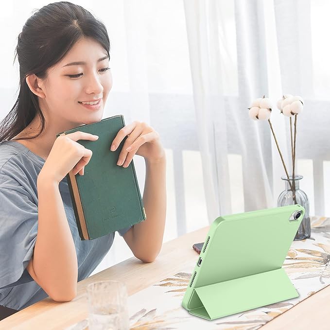 iMieet iPad mini 7 Case 2024 (A17 Pro), iPad mini 6 Case (8.3-Inch,2021 Model), iPad mini 7th/6th Generation Case with Pencil Holder, Trifold Stand Smart Case with Soft TPU Back,Matcha Green