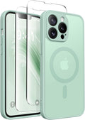 CAPRARO CAPRRO Magnetic for iPhone 13 Pro Max Case, [Compatible with MagSafe] [Full Camera Protection] Shockproof Protective Slim Translucent Matte Phone Case for iPhone 13 Pro Max 6.7'', Mint Green