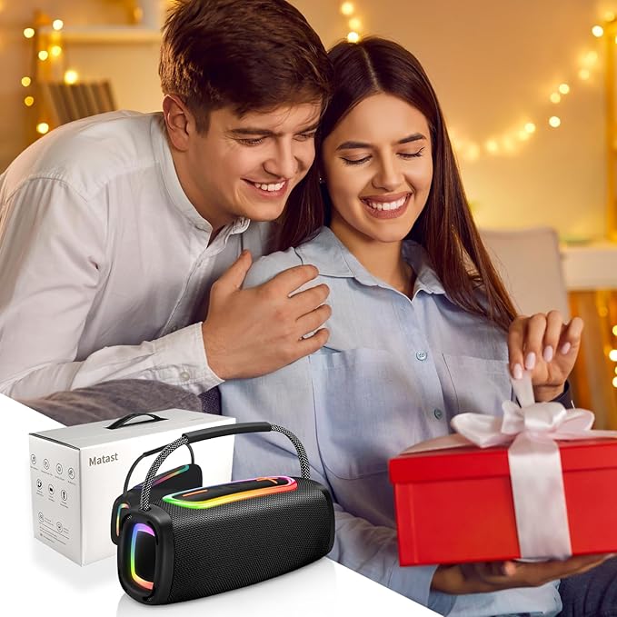 Bluetooth Speaker 6000mAh, 36H Playtime BT5.4 Portable Wireless Speaker with Loud Stereo Sound, IP6 Waterproof, 24W Portable Speaker with RGB Multi-Color Rhythm Lights for Outdoor/Home/Party as Gift