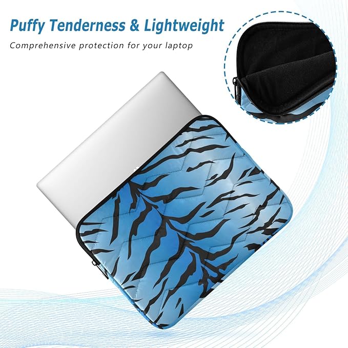 Laptop Case Sleeve, Blue Tiger Black Stripes Pattern Shockproof Protective Computer Carrying Cover, Briefcase Handbags 15-16 inch Laptop Sleeve Bag