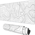 Desk Mat, White Topographic Contour Map Extended Gaming Mouse Pad Large, 35.4"x15.7" Big Mouse Pad with Non-Slip Base and Stitched Edge, Long Computer Keyboard Mouse Mat for Home Office Work